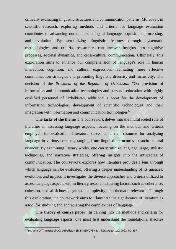 Methods and criteria for evaluating language aspects 3