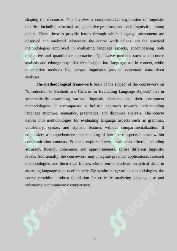 Methods and criteria for evaluating language aspects 4