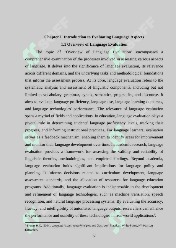 Methods and criteria for evaluating language aspects 5