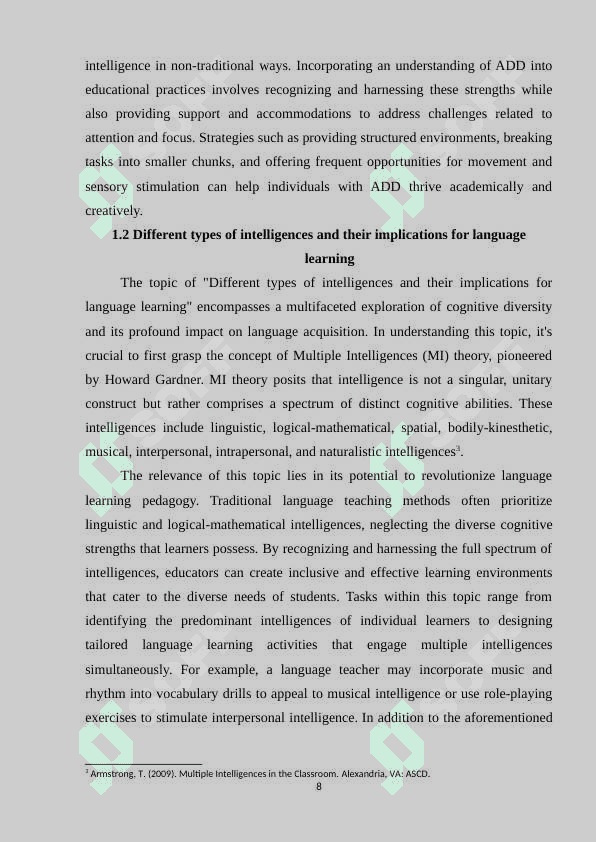 For teaching language Multiple intelligence as a strategy 8