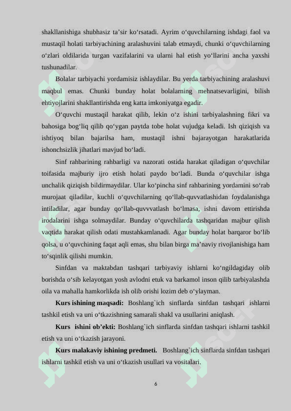 BOSHLANGʻICH SINFLARDA OʻQUV-TARBIYAVIY ISHLARGA RAHBARLIK QILISHNING QONUN-QOIDALARI 5