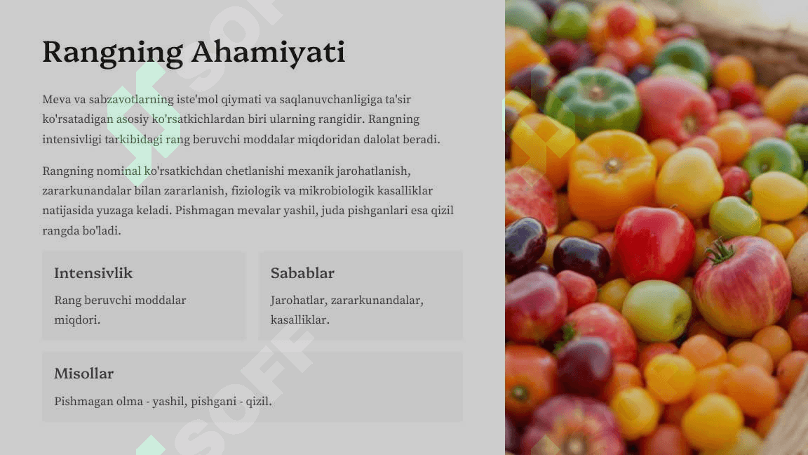 Sabzovot va mevalarning ekspertizasi (slayd) 4