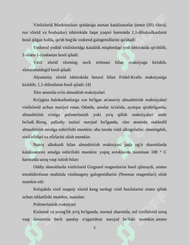 Asetilendan vinilxlorid olish texnologiyasining issiqlik texnik hisobi 5