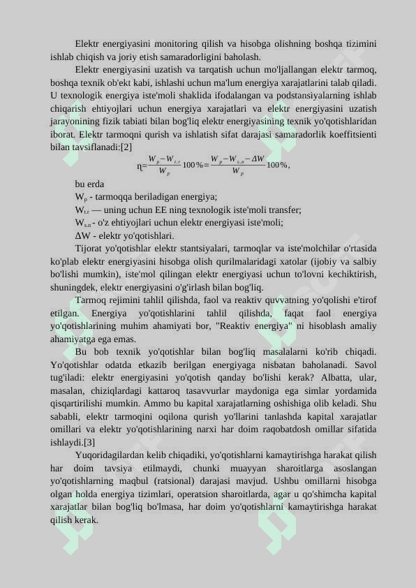 OCHIQ TAQSIMLOVCHI ELEKTR TARMOQLARIDA BARQARORLASHGAN HOLATLARI VA ELEKTR ENERGIYA ISROFLARINI HISOBLASH USULLARI 2