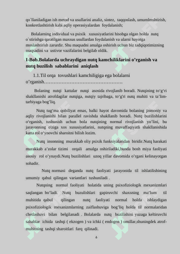 “ Til  orqa ( k,g,x,y )  tovushlar  talaffuzidagi kamchiliklar  va ularni bartaraf etish yo’llari 6