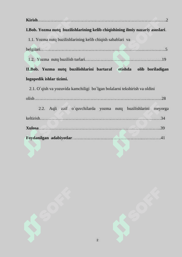 Yozma nutq buzilishlarining sabablari va belgilarining tasnifi 2