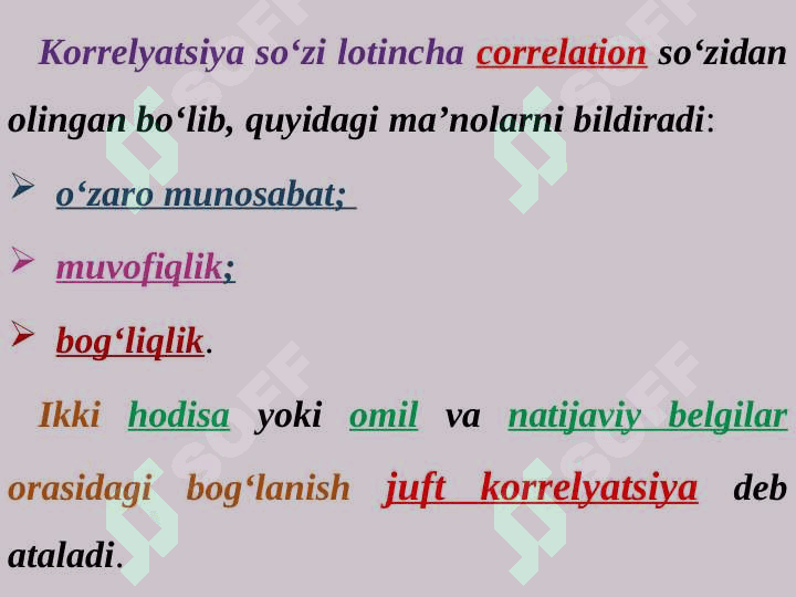 JUFT KORRELYATSION TAHLIL 7