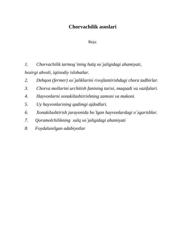 Chorvachilik asoslari