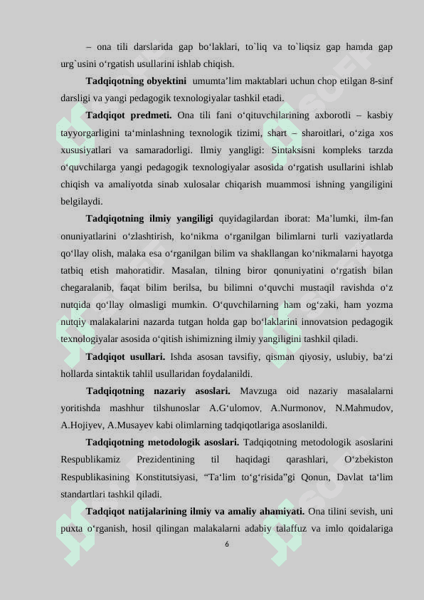 SODDA GAPLARNI INNOVATSION TEXNOLOGIYALAR ASOSIDA O‘QITISH 6