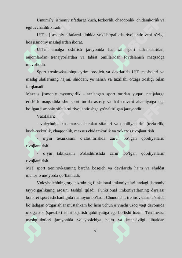 DASTLABKI TAYYORLOV GURUHI VOLEYBOLCHILARDA TEXNIK-TAKTIK TAYYORGARLIGINI SAMARADORLIGINI OSHIRISH METODIKASI 7