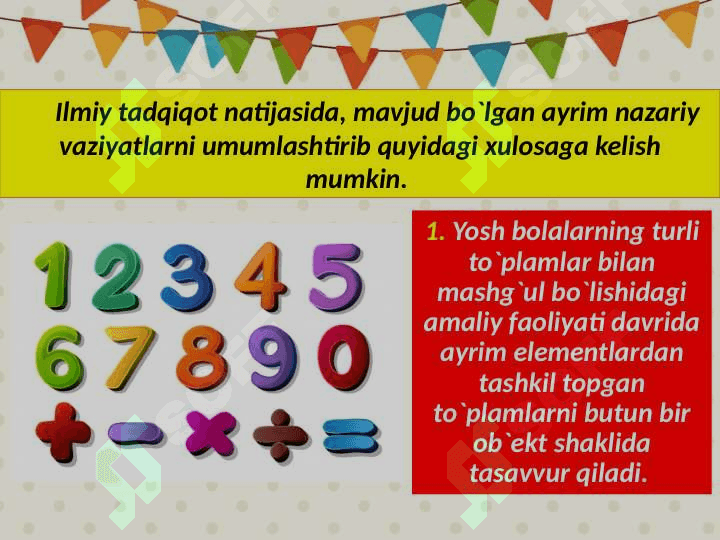 Turli yosh guruhlarda bolalarni sanashga o‘rgatish vazifalari 6