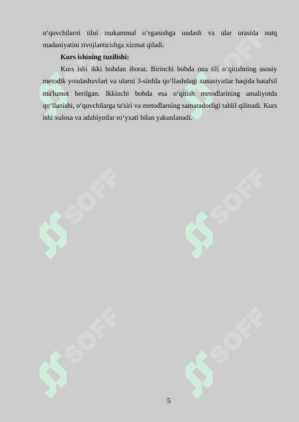 Sinfdan tashqari asosiy dars boshqichlarini tashkil etish. 3-sinf 5
