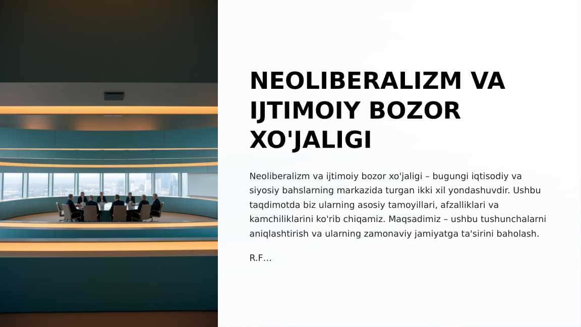 NEOLIBERALIZM VA IJTIMOIY BOZOR XO'JALIGI
