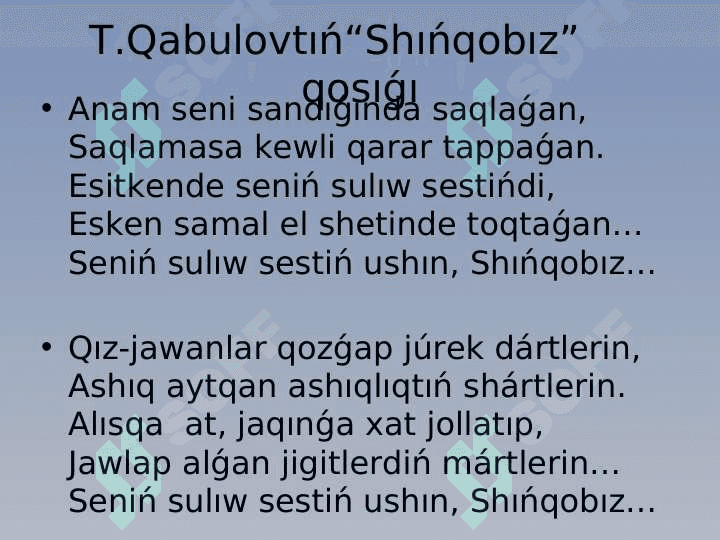 Qaraqalpaq xalqınıń milliy saz ásbapları temasında sáwbetlesiw. 3