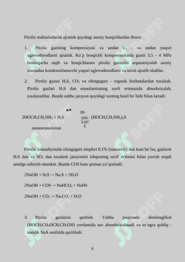 Propilen oksidini gidratlash jarayonini o’rganish 8