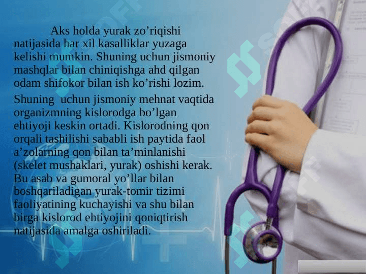 JISMONIY YUKLAMANING YURAK QON-TOMIR FAOLIYATIGA TA'SIRINI O’RGANISH 8