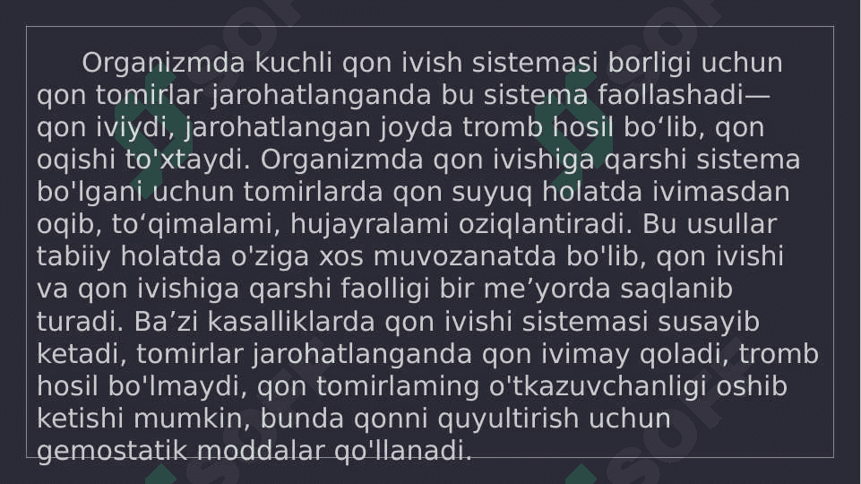 Qon ivishiga ta'sir qiluvchi vositalar 2