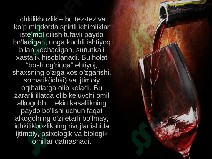 SPIRTLI ICHIMLIKLAR VA ULARNING INSON ORGANIZMIGA SALBIY TA’SIRI 2