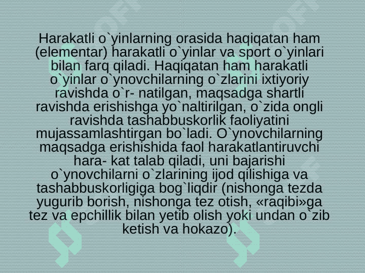 Harakatli o`yinlarni turkumlanishi tasnifi va ularning pedagogik ahamiyati 8