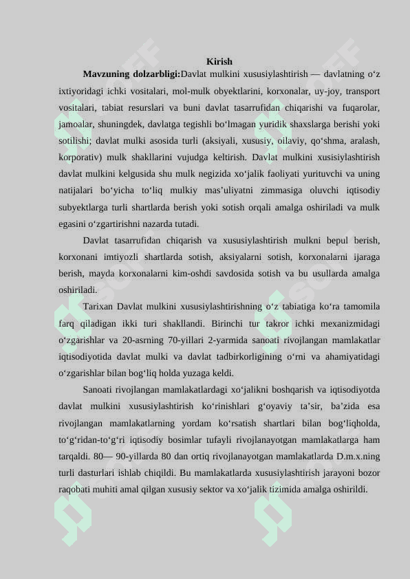 O'zbekistonda davlat mulkini xususiylashtirish va boshqarish-iqtisodiy siyosatni amalga oshirish vositasi sifatida 2