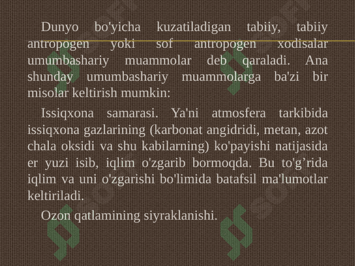 GLOBAL MINTAQAVIY MAHALLIY EKOLOGIK MUAMMOLAR 5