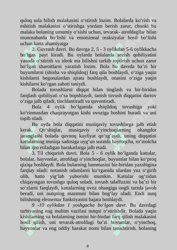 Maktabgacha ta’lim yo‘nalishi talabalari uchun uslubiy majmua 8