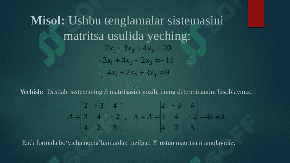 Chiziqli tеnglamalar sistеmasi va uni yеchish uslullari 6