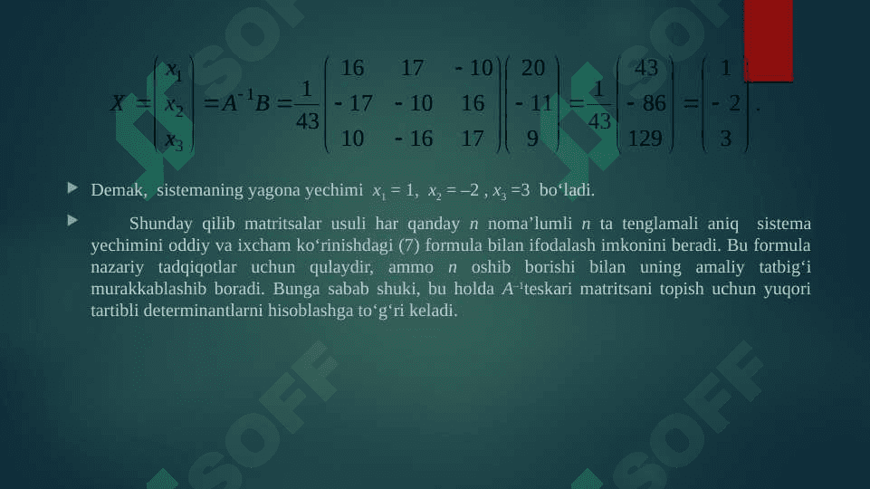 Chiziqli tеnglamalar sistеmasi va uni yеchish uslullari 7
