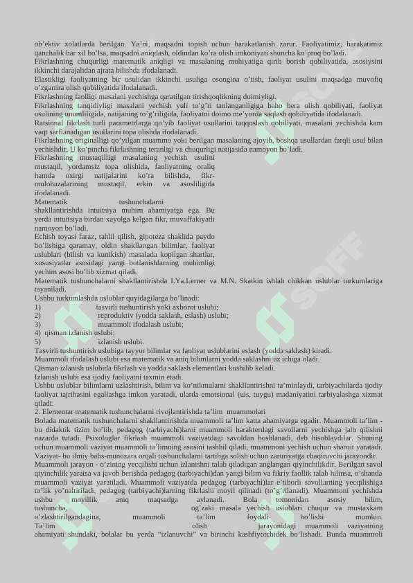 Matematik tasavvurlarni shakllantirish nazariyasi va metodikasining nazariy asoslari 3