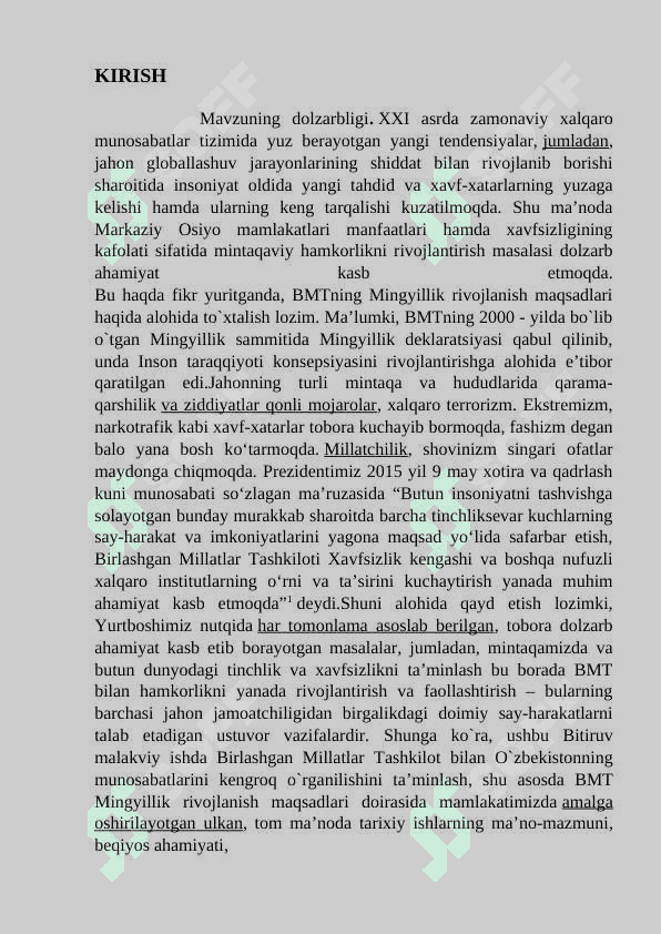 O’zbekiston Respublikasi va xalqaro tashkiloti. 2