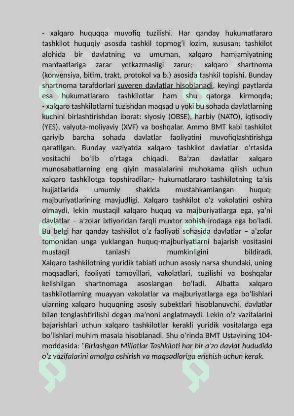 O’zbekiston Respublikasi va xalqaro tashkiloti. 6