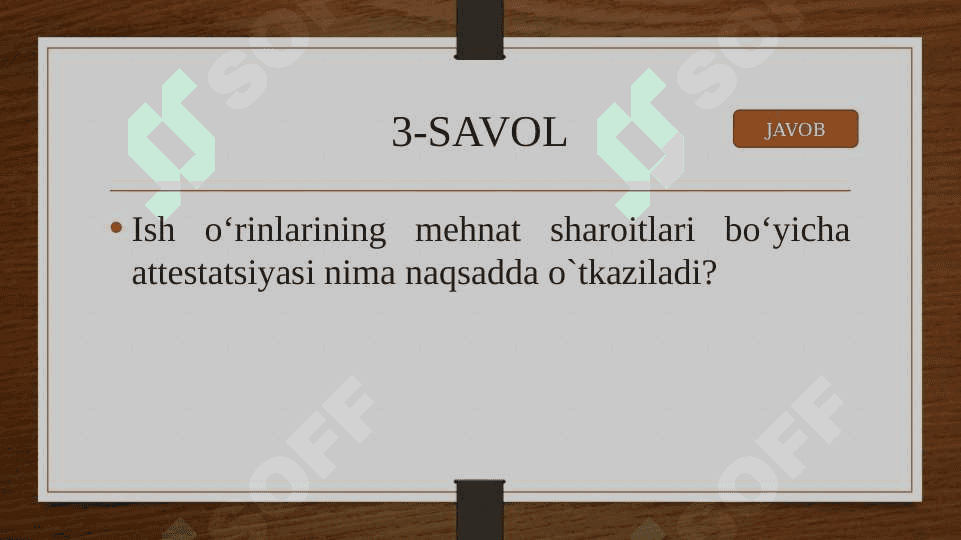 Mehnat muhofazasi bo'yicha savollarga javoblar , taqdimot ko'rinishida 6