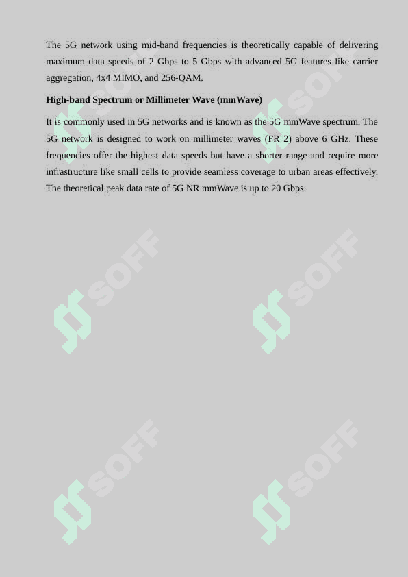 Uplink and Downlink standards and their frequencies used in the mobile communication system 7