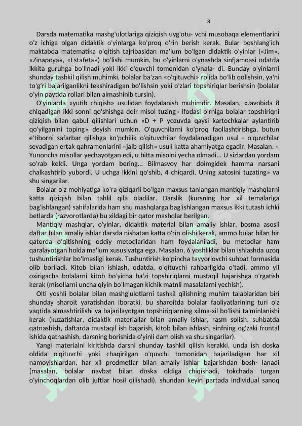 Boshlangʻich sinflarga sonlarni nomerlashni oʻrgatish 8
