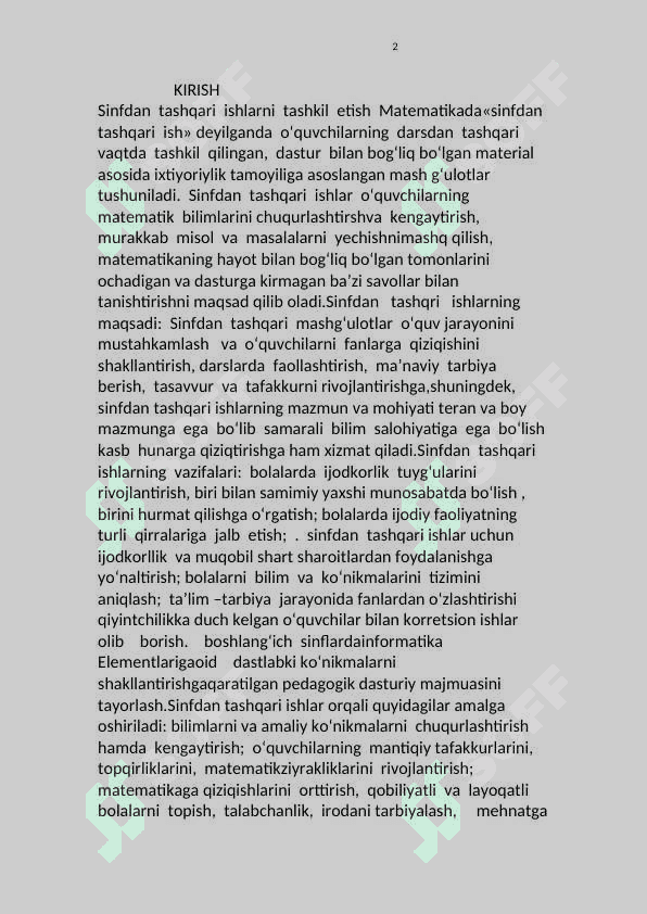 Boshlangʻich sinflarda matematika darslarida sinfdan tashqari ishlarni tashkil etish 2