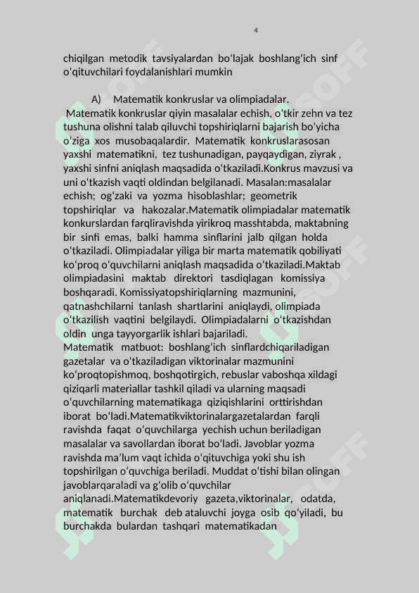 Boshlangʻich sinflarda matematika darslarida sinfdan tashqari ishlarni tashkil etish 4