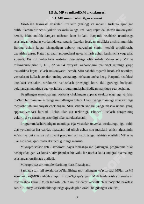 MP va mikroEXM arxitektura loyihasini ishlab chiqish 5