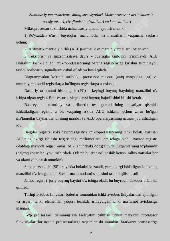 MP va mikroEXM arxitektura loyihasini ishlab chiqish 7