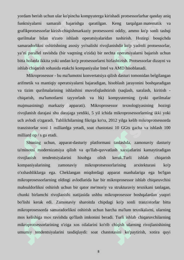 MP va mikroEXM arxitektura loyihasini ishlab chiqish 8
