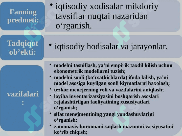 EKONOMЕTRIK MODELLASHTIRISH ASOSLARI 4