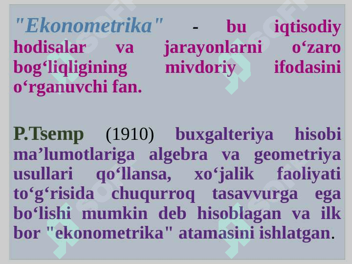 EKONOMЕTRIK MODELLASHTIRISH ASOSLARI 5