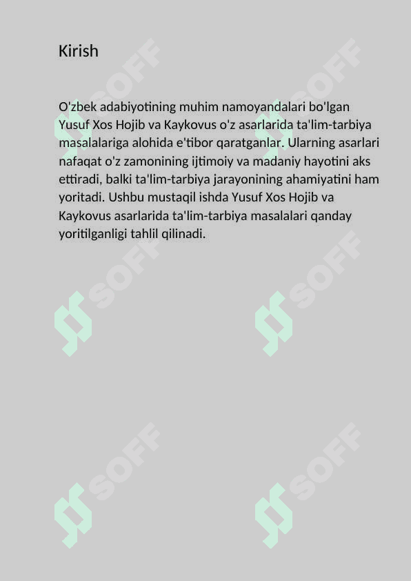 “Yusuf Xos Xojib va Kaykovus asarlarida ta’lim-tarbiya masalalarining yoritilishi  ”. 3