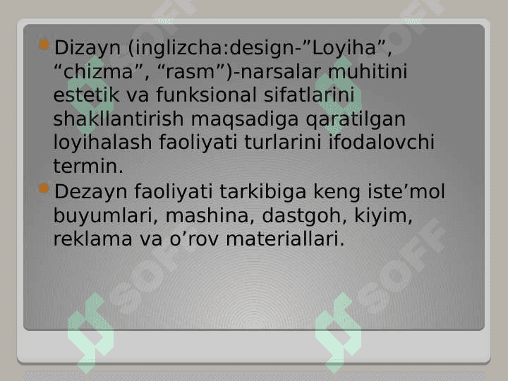 Mavzu. Mehmonxona jihozlash usullari (taqdimot) 2