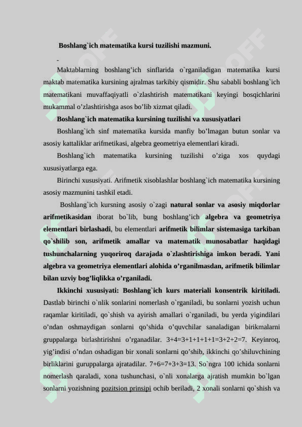 BOSHLANG`ICH SINFLARDA MATEMATIKA O’QITISH METODIKASINING VAZIFALARI 6