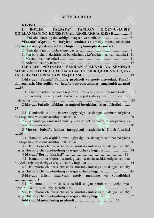 Seminar mashg`ulotlari uchun uslubiy ko`rsatma 3