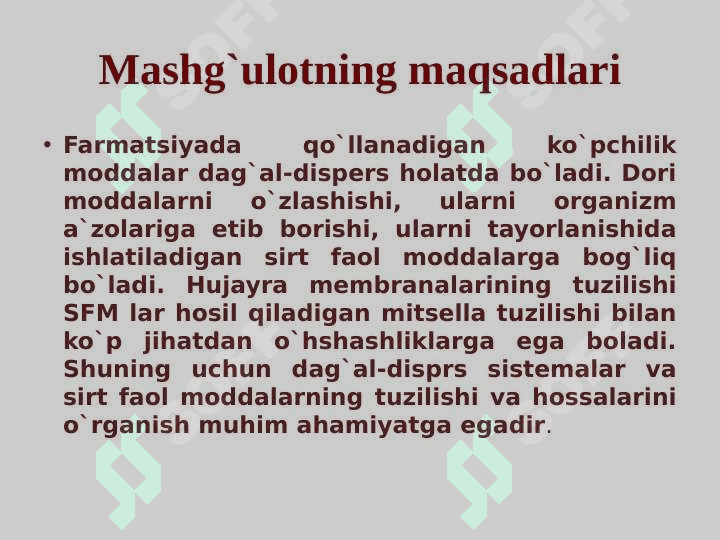 DAGAL DISPERS SISTEMALAR. SIRT FAOL MODDALAR 2