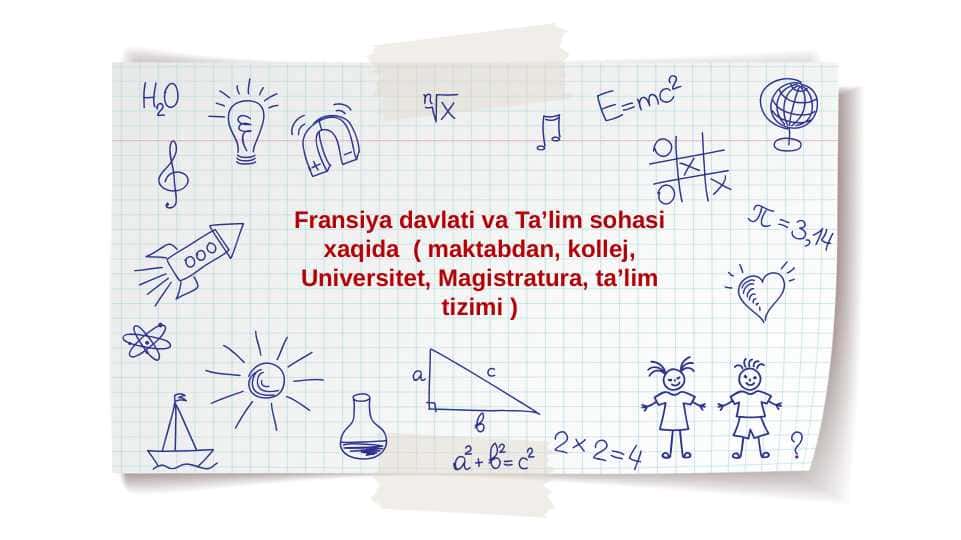 Fransiya davlati va Taʼlim sohasi xaqida ( maktabdan, kollej, Universitet, Magistratura, taʼlim tizimi )