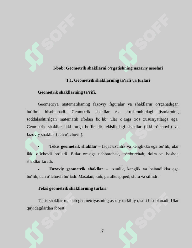2-SINF MATEMATIKA DARSLARIDA GEOMETRIK SHAKLLARNI O‘RGATISH METODIKASI 7