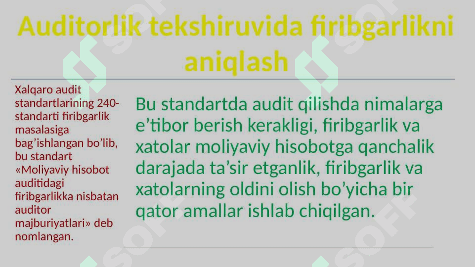 Auditning texnologiyasi Firibgarlik va xato Auditorlik tashkilotining huquqlari majburiyatlari va javobgarligi 4