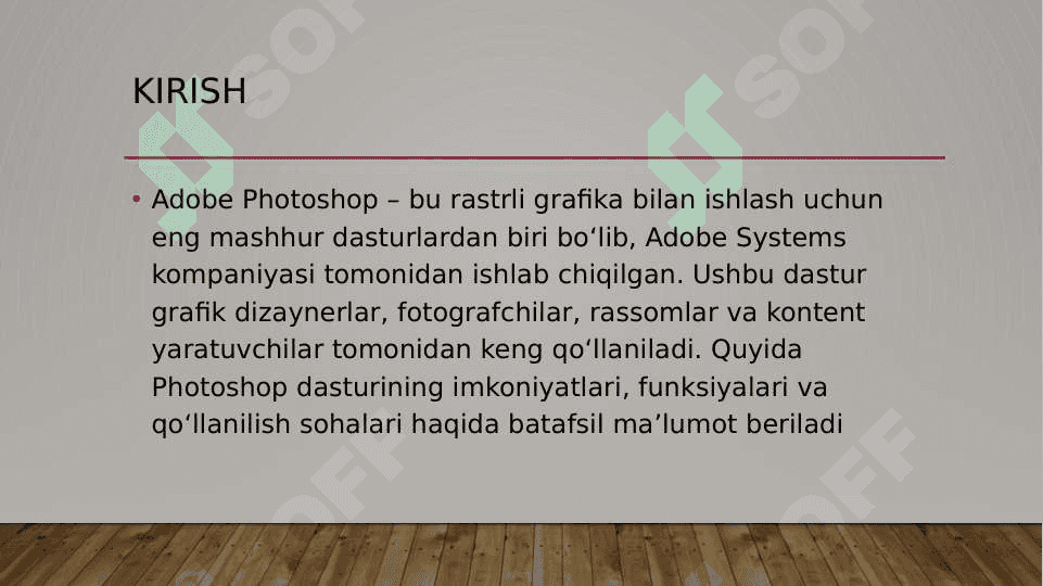 Adobe Photoshop dasturi va uning imkoniyatlari 2